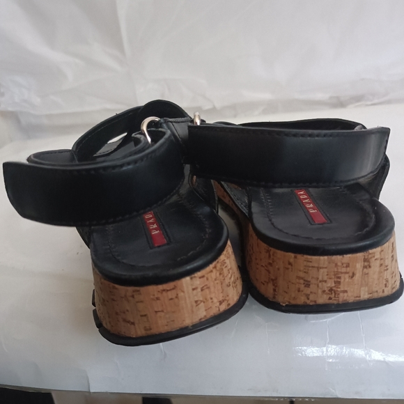 𝅺Prada Platform Wedge Leather criss cross leather sandals size 36.5 - Picture 12 of 14